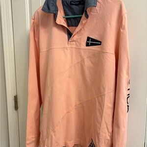 Nautica Men's Peach Long Sleeve Shirt